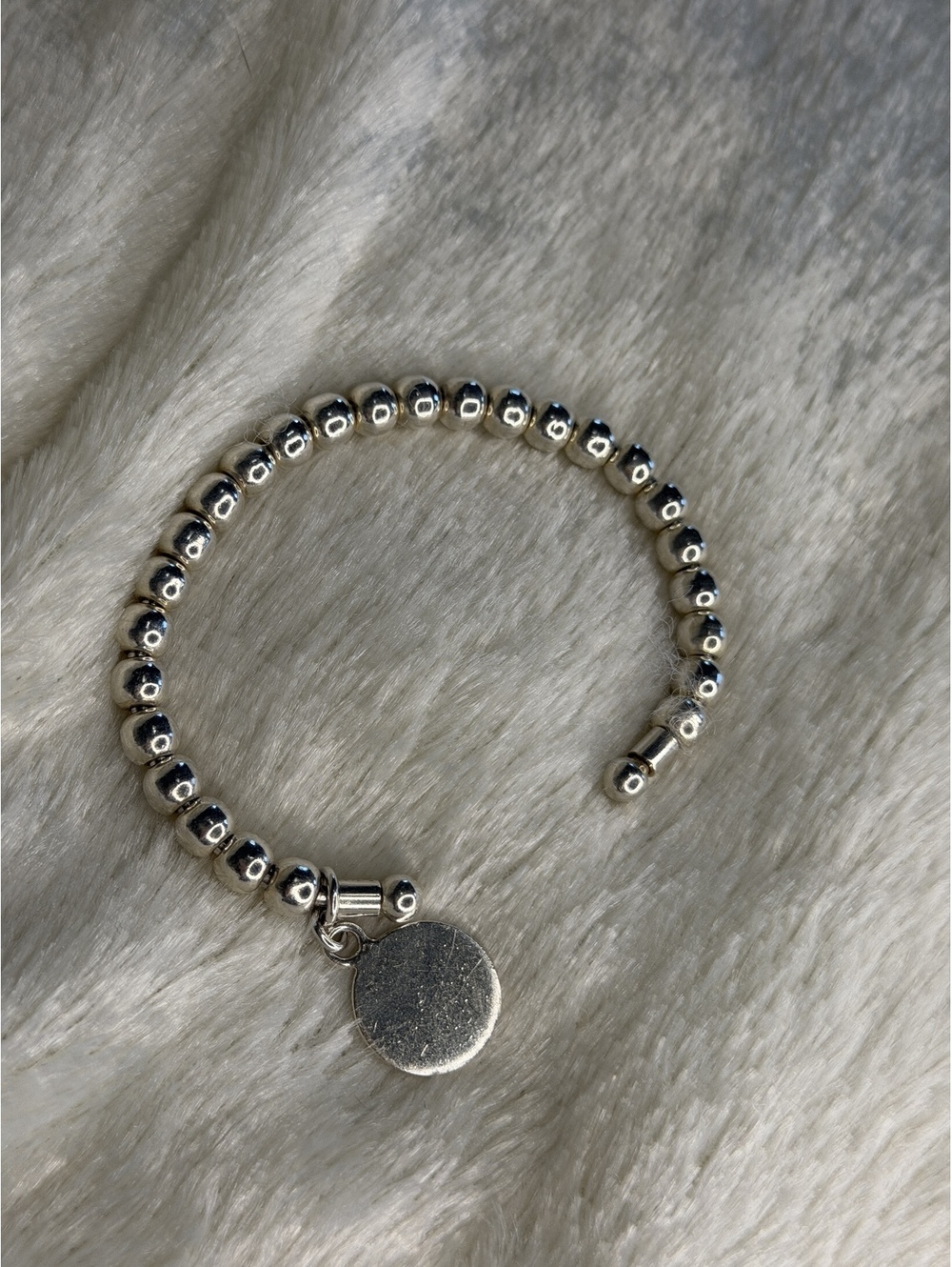Silpada Sterling Silver Flexible Ball Beaded Disc Charm Cuff Bracelet B0744 - Picture 5 of 6
